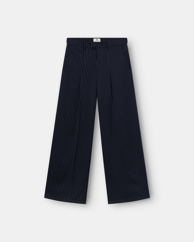 Baggy Suit Pants Navy Pinstriped