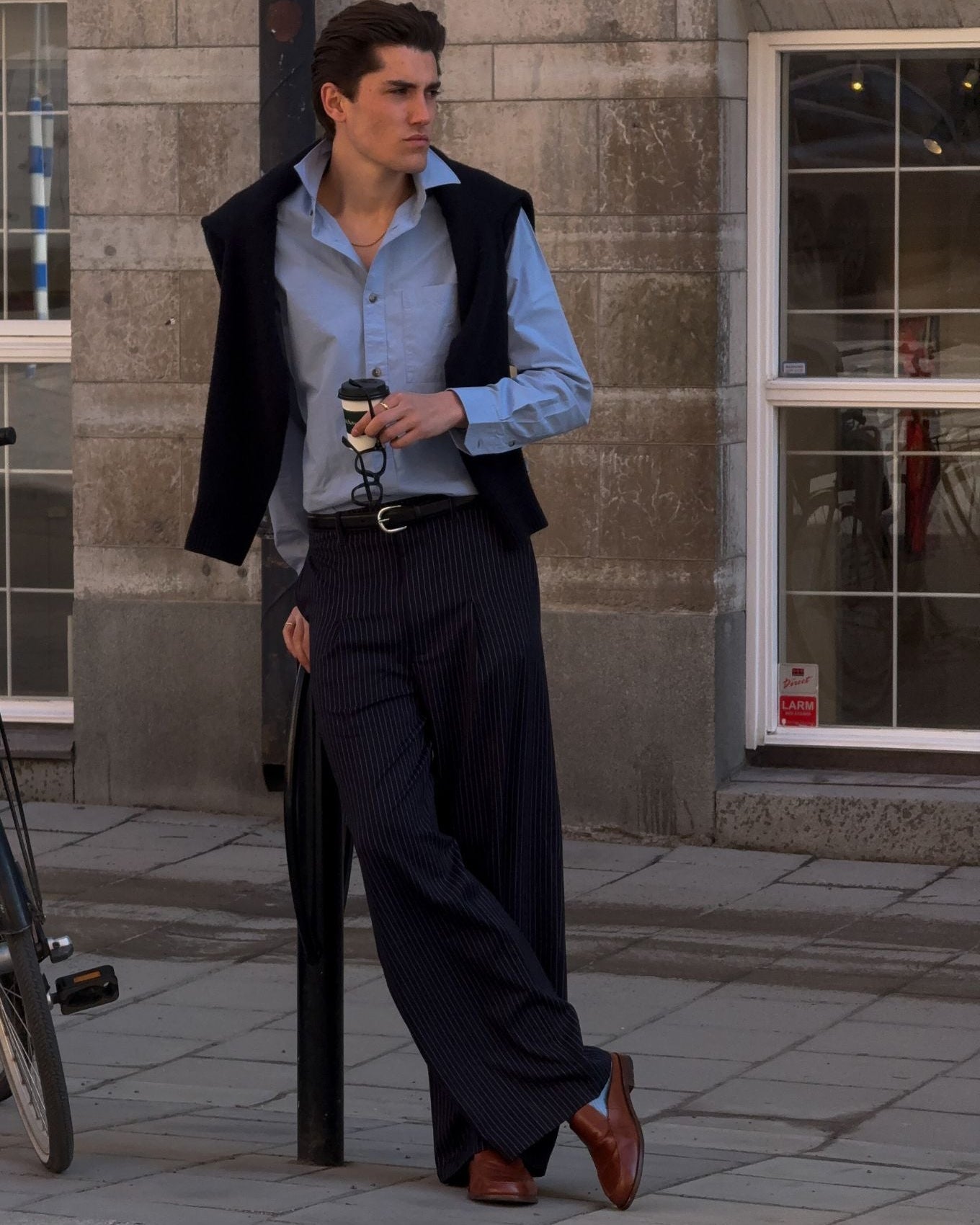 Baggy Suit Pants Navy Pinstriped
