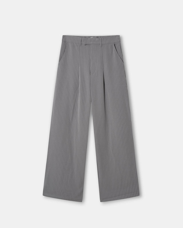 Baggy Suit Pants Grey Pinstriped