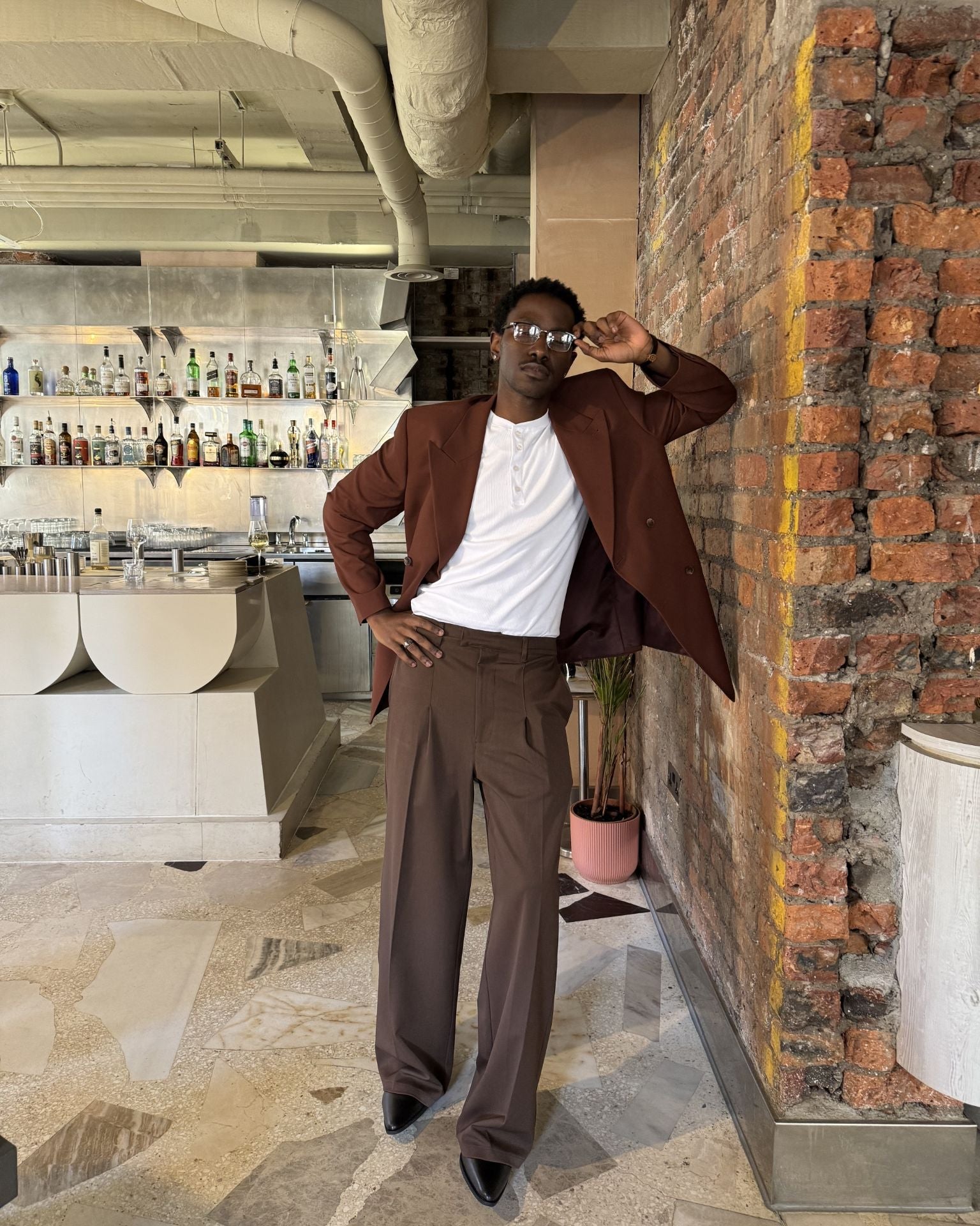 Baggy Suit Pants Brown
