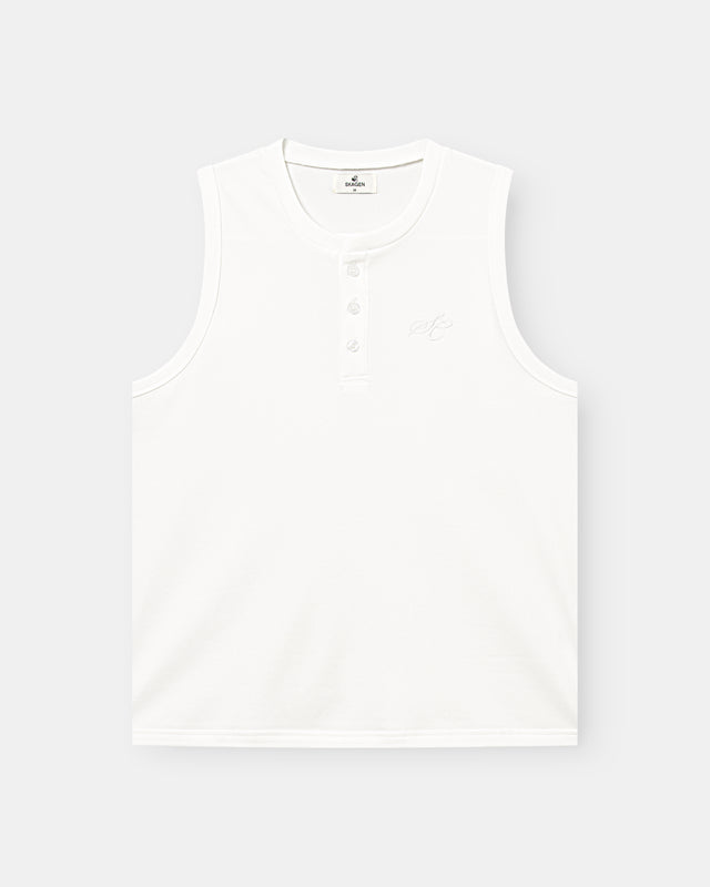 Henley Tank Top White