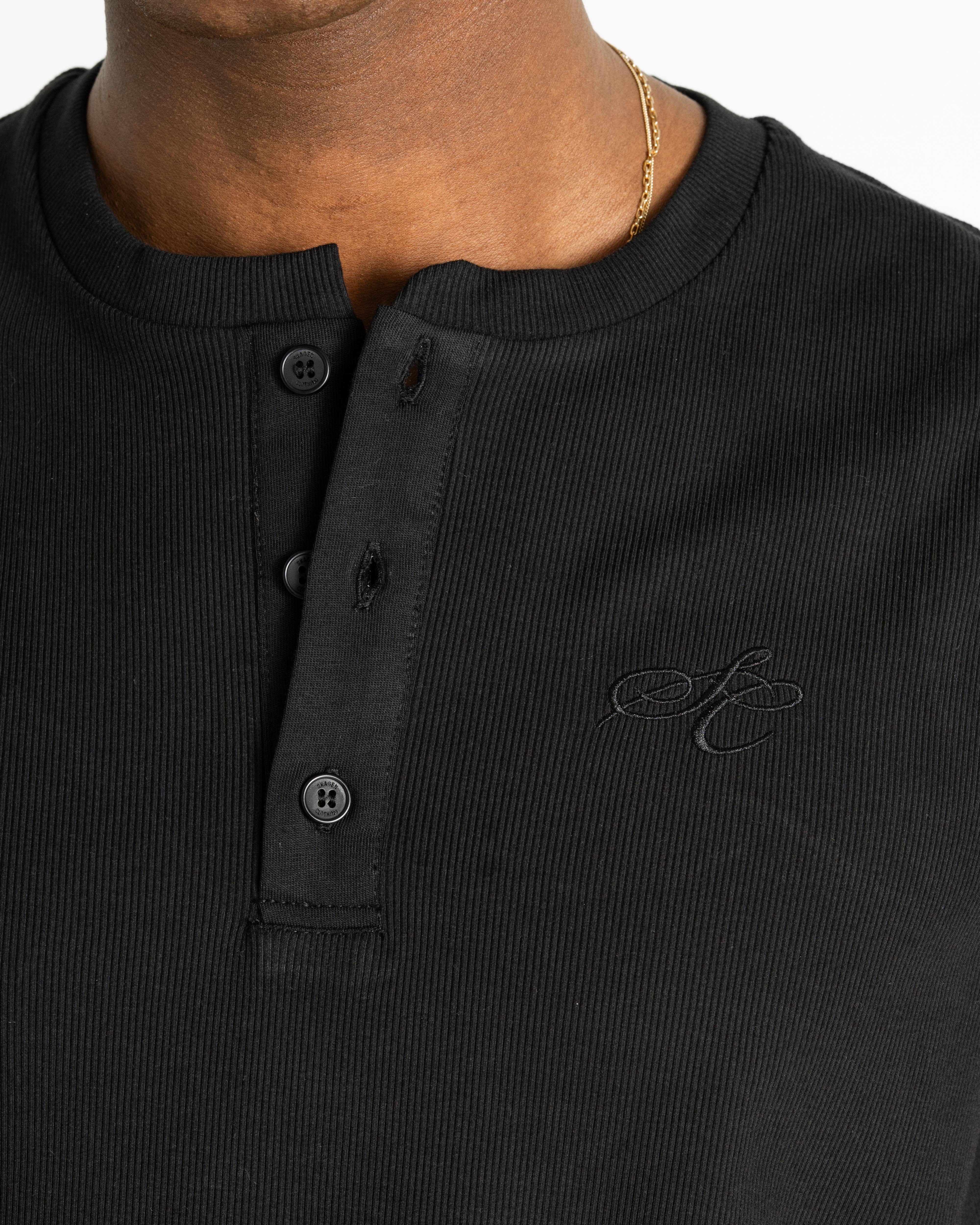 Henley Tank Top Black