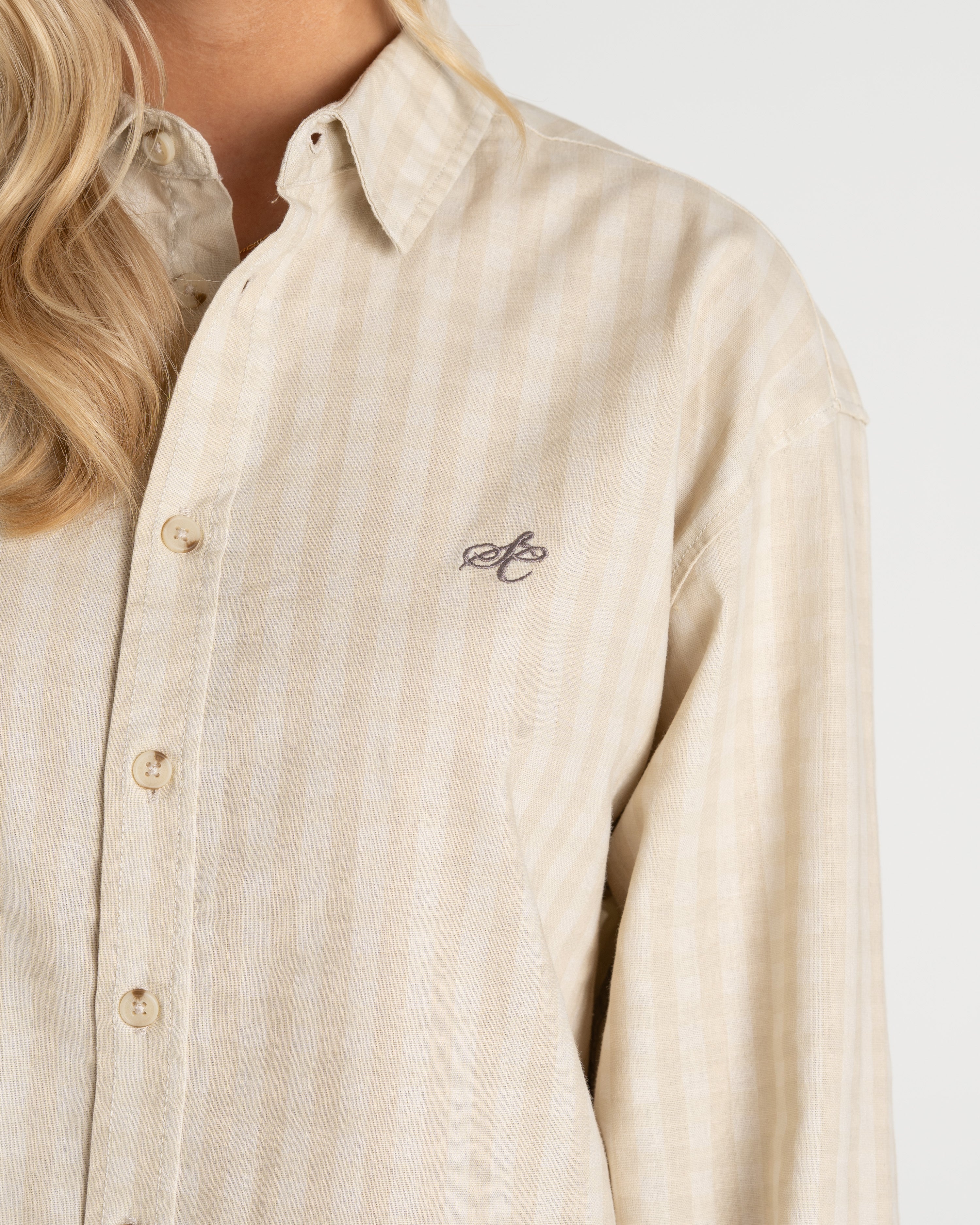 Checked Shirt Beige