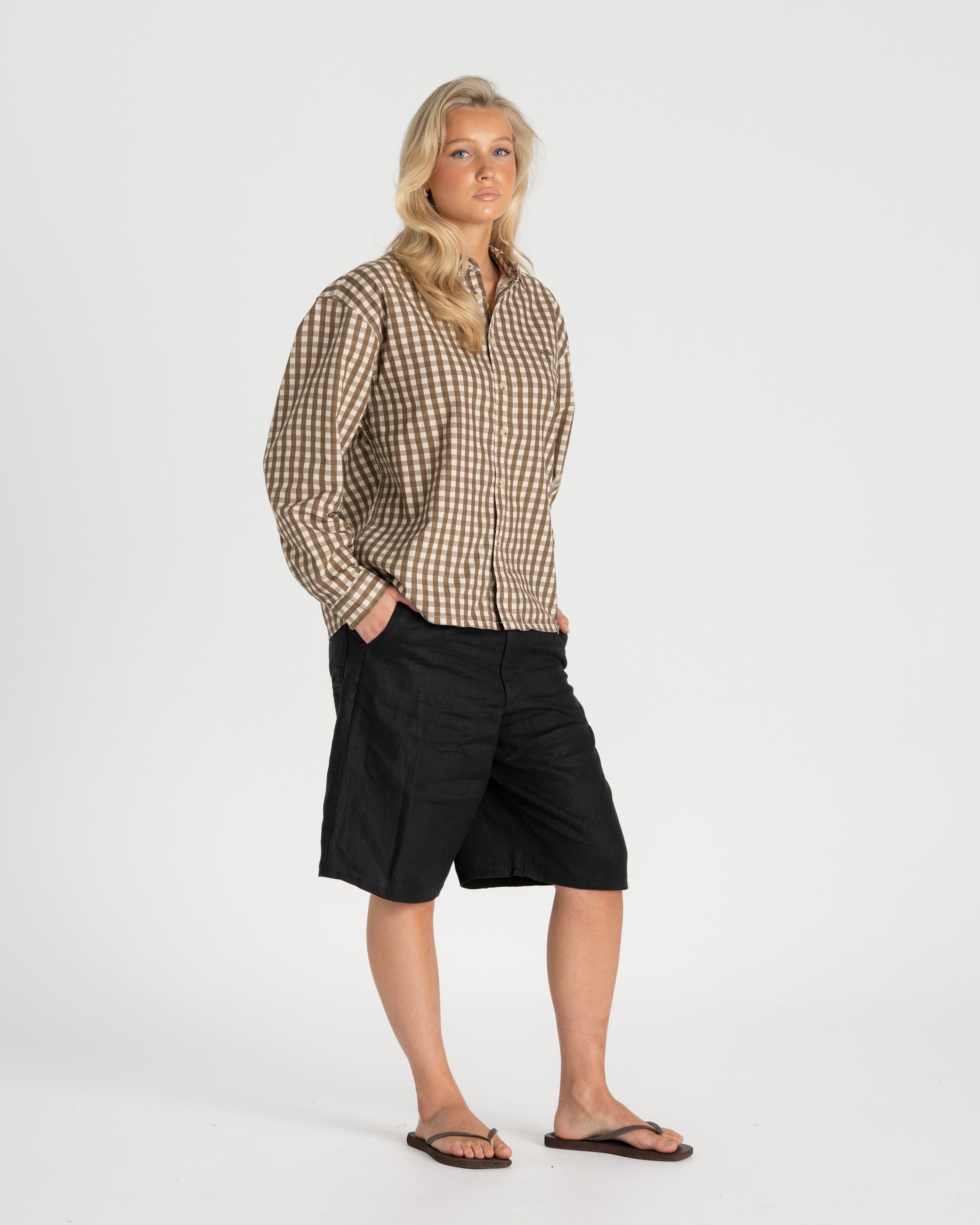 Pleated Baggy shorts Black