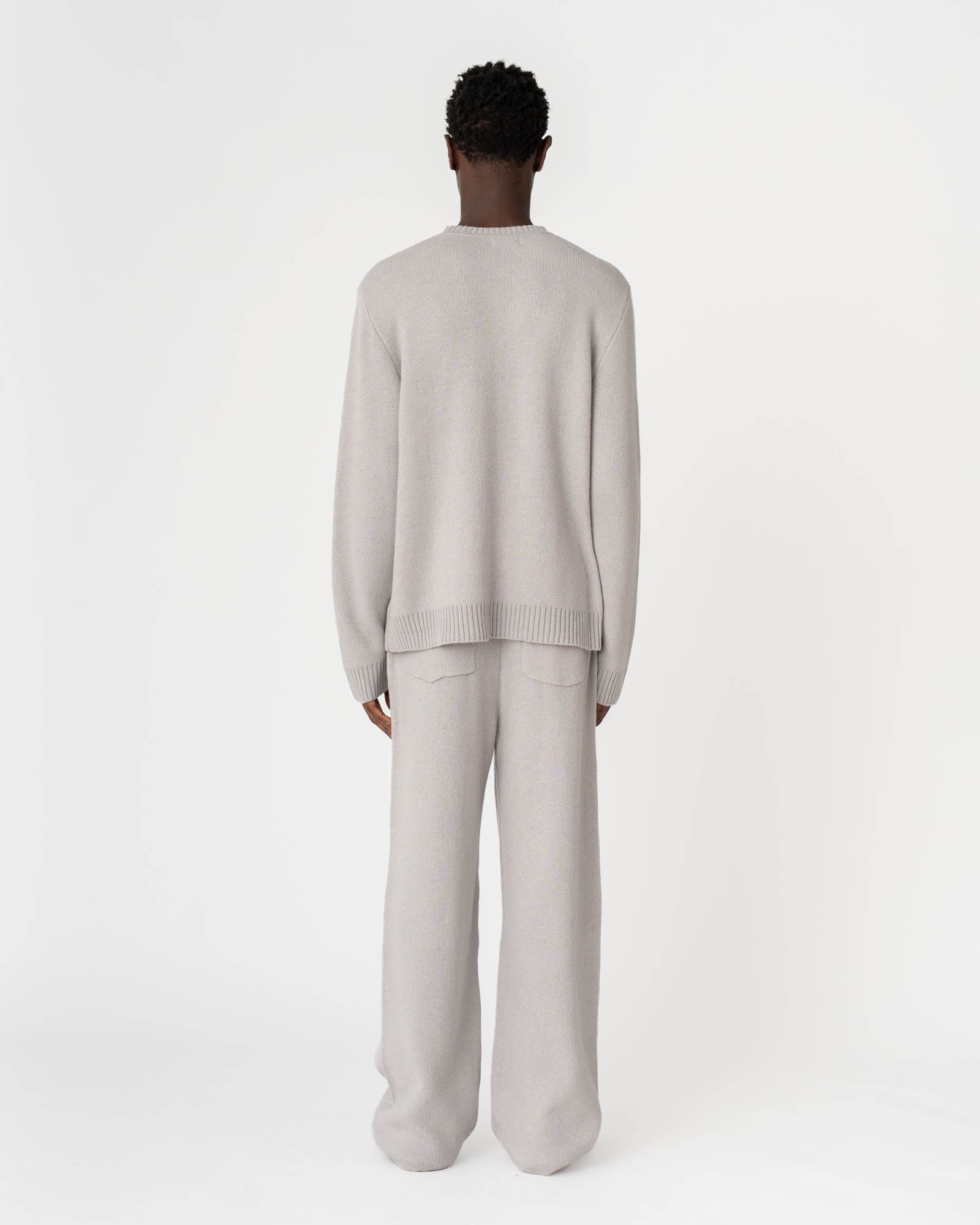 Jacquard Knitted Wool Sweater light grey