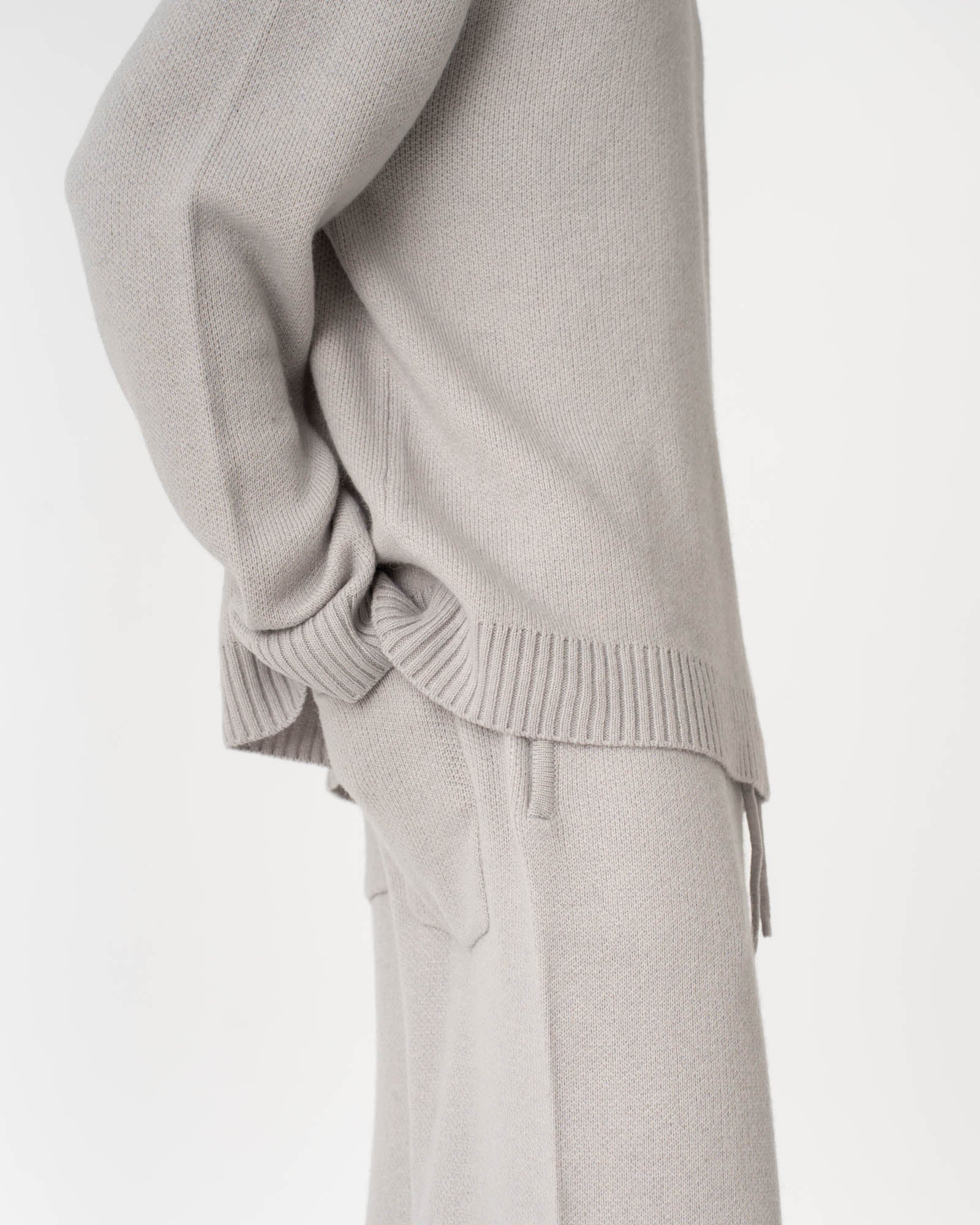 Jacquard Knitted Wool Sweater light grey