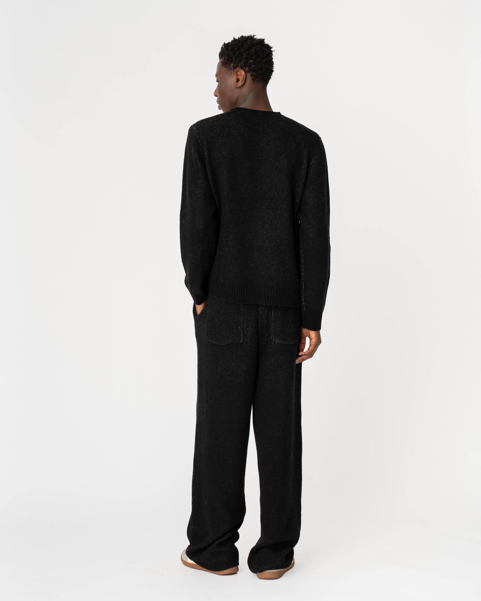 Jacquard Knitted Wool pants Black