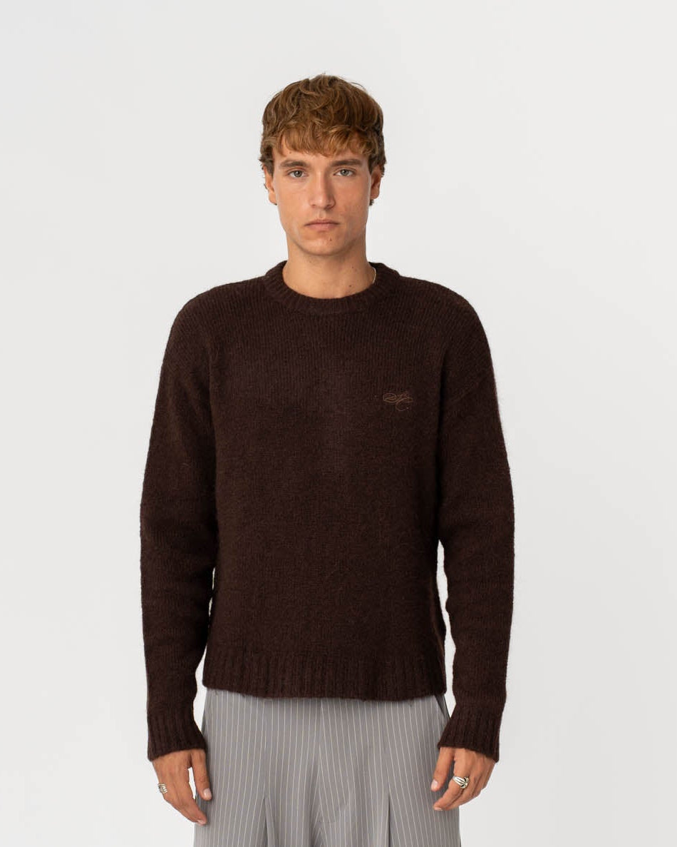 Alpaca Knitted Sweater Brown
