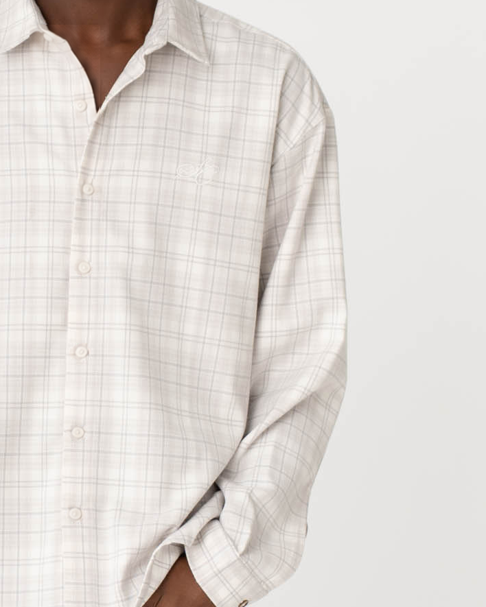 Checked Flannel shirt White