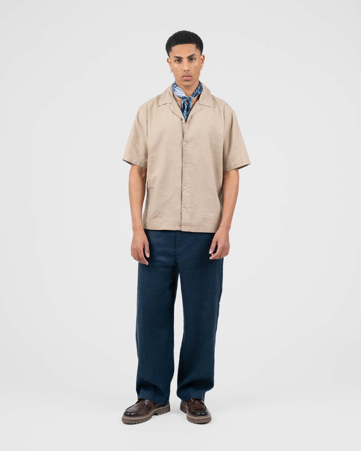 Baggy 100% hørbukser Navy | Skagen - clothing.dk