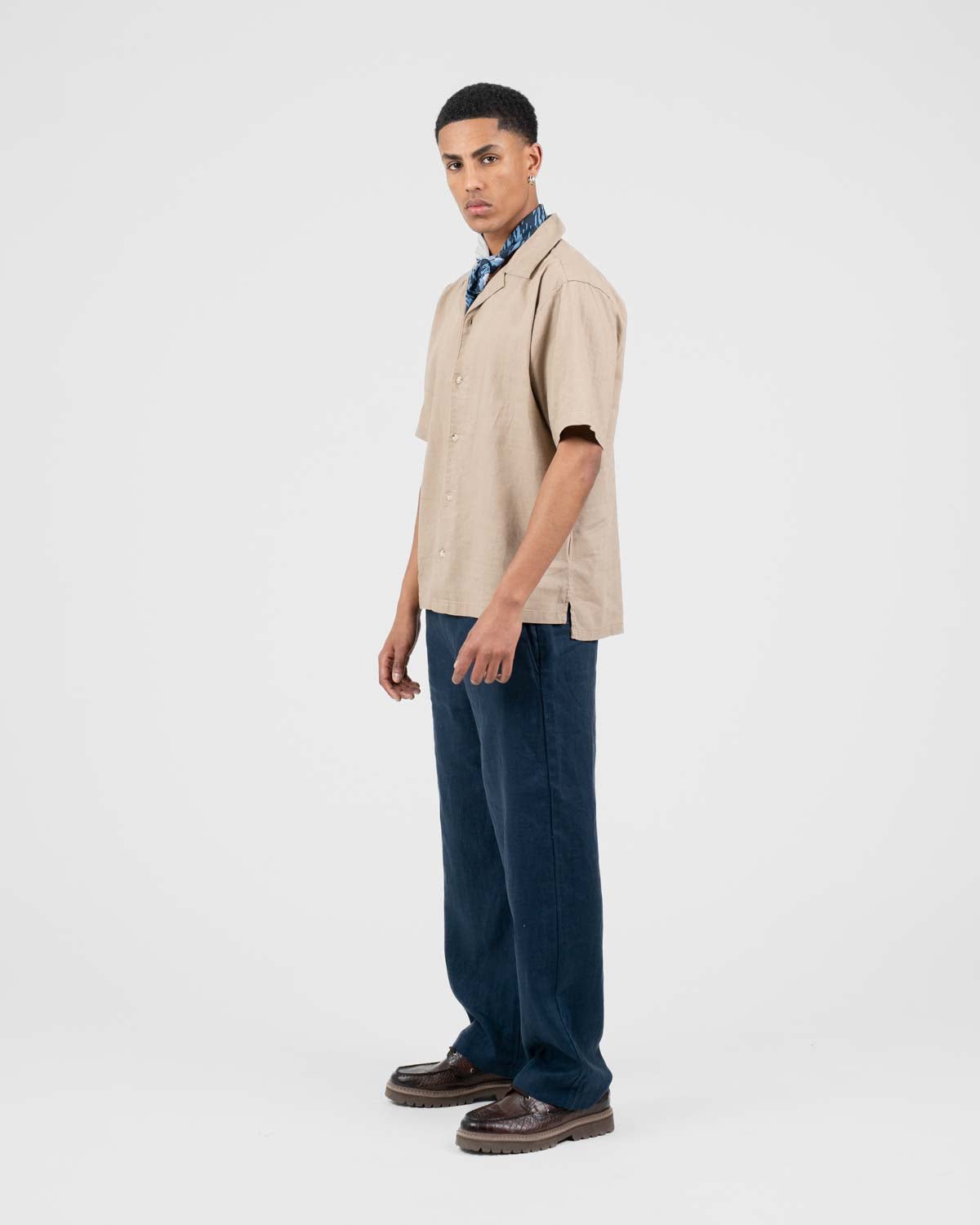 Baggy 100% hørbukser Navy | Skagen - clothing.dk