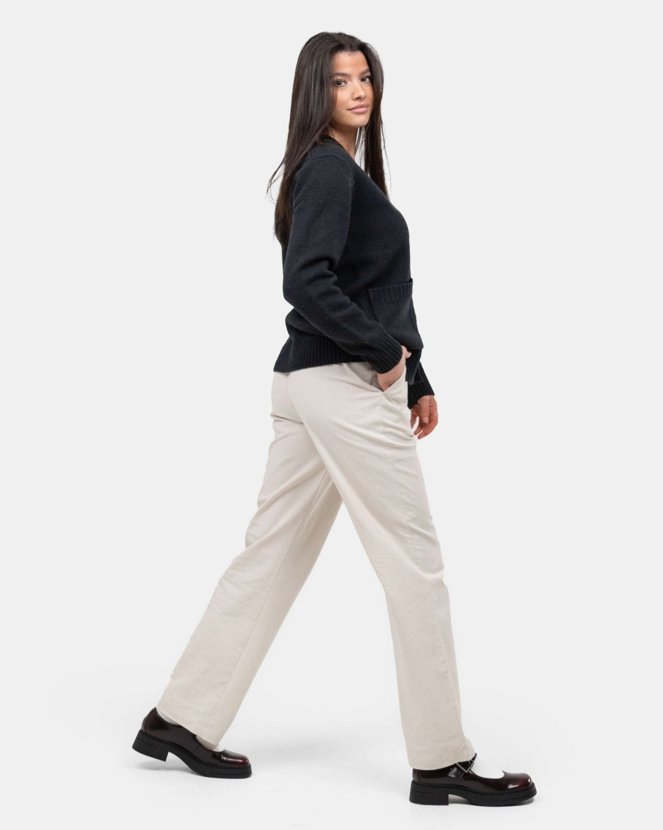 Heavyweight Hørbukser Højtaljede Beige | Skagen - clothing.dk