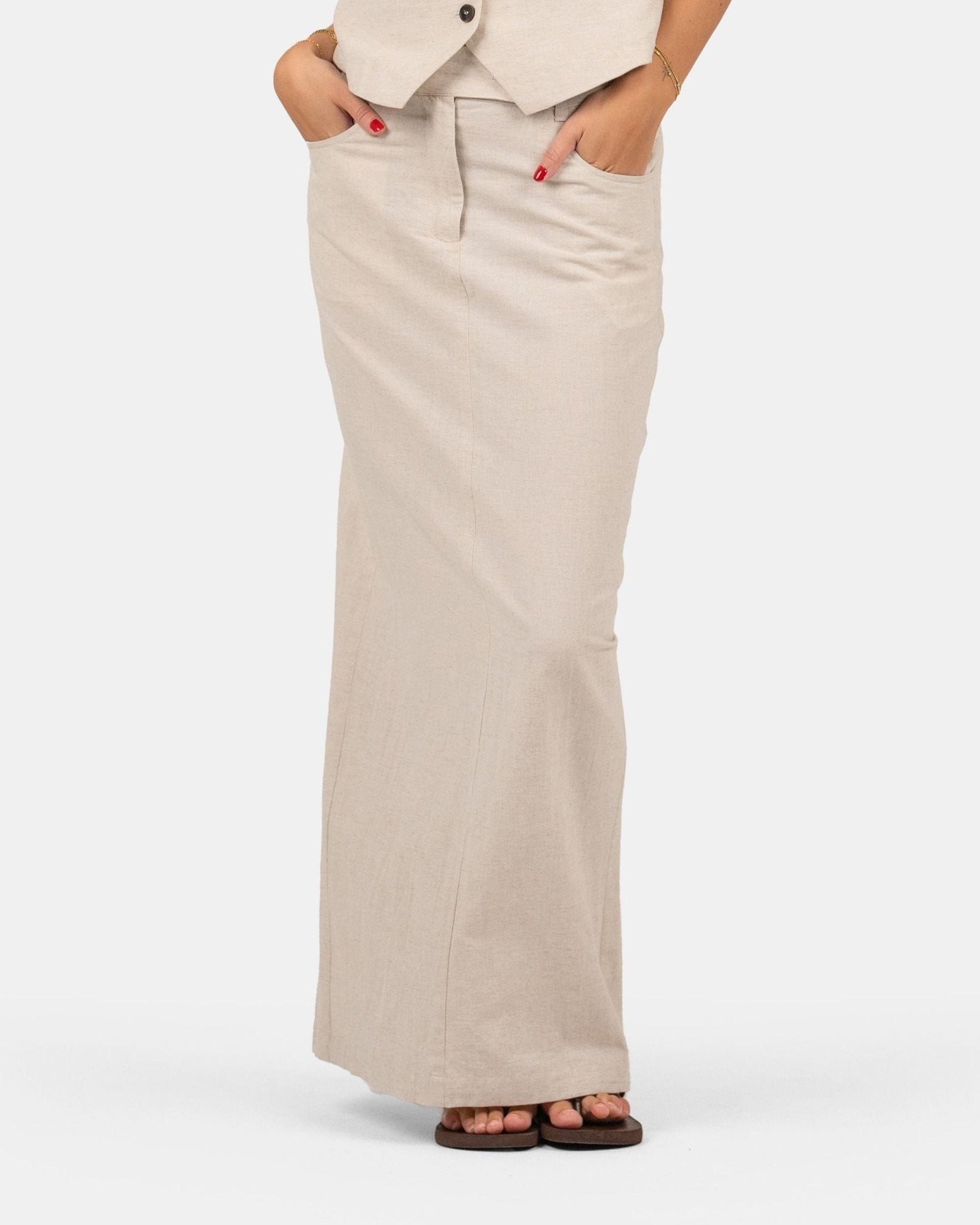 Hør Nederdel Beige | Skagen - clothing.dk