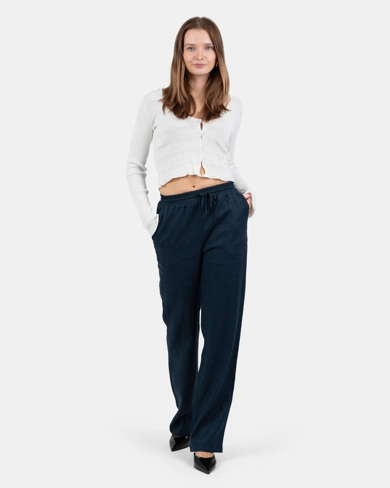 Hørbukser Højtaljede Navy | Skagen - clothing.dk