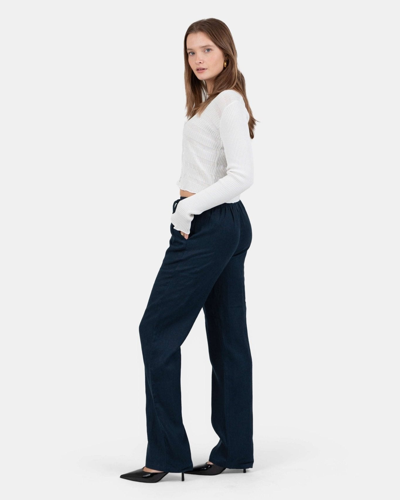 Hørbukser Højtaljede Navy | Skagen - clothing.dk