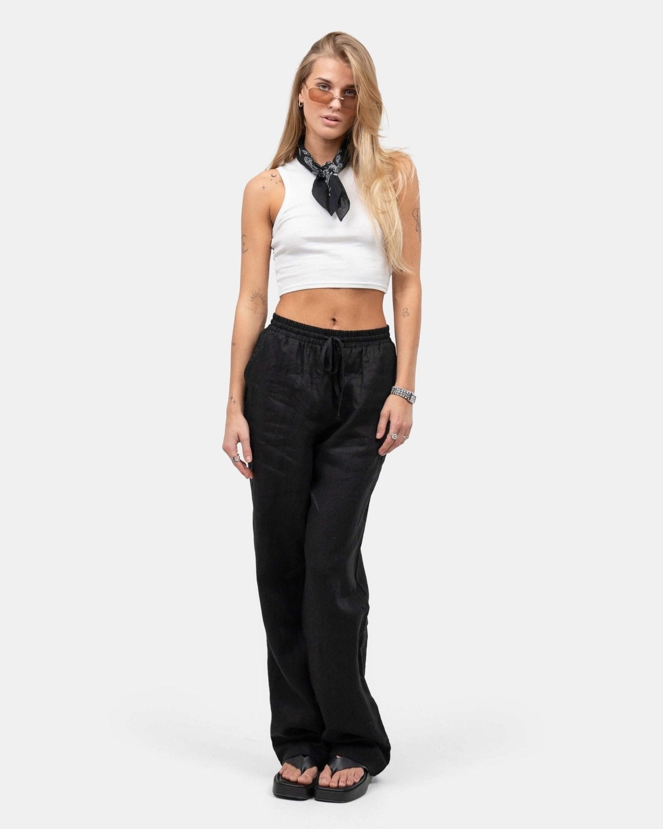 Hørbukser Højtaljede Sort | Skagen - clothing.dk