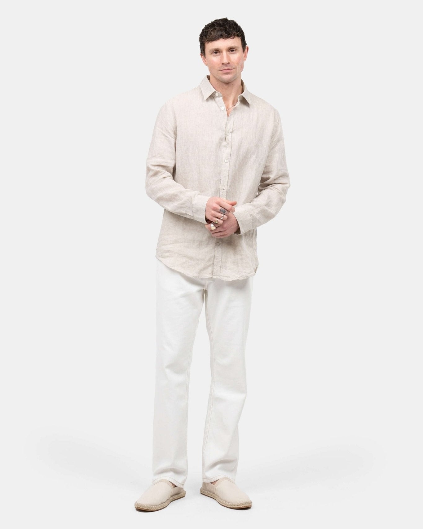Langærmet Hørskjorte Beige | Skagen - clothing.dk