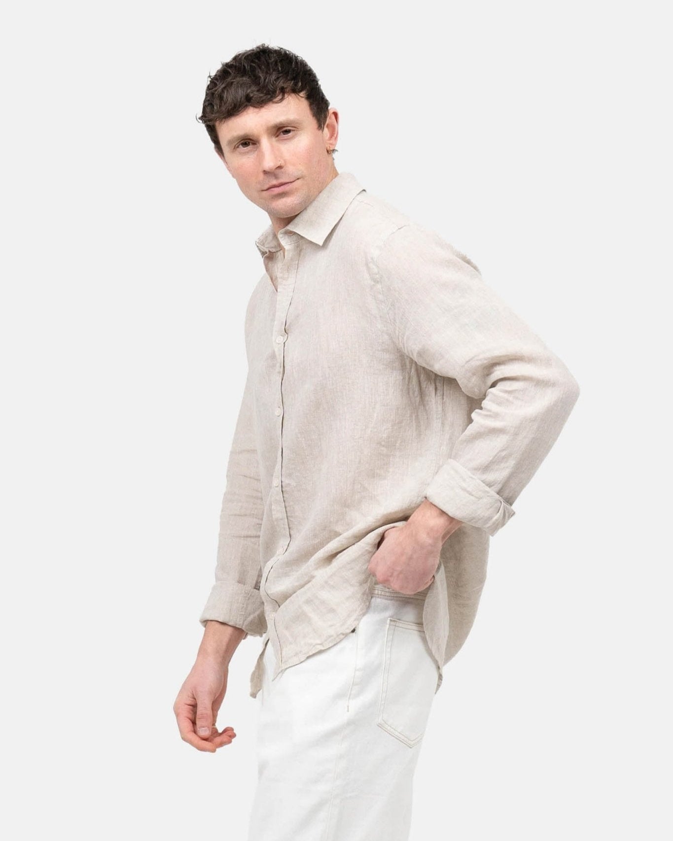 Langærmet Hørskjorte Beige | Skagen - clothing.dk