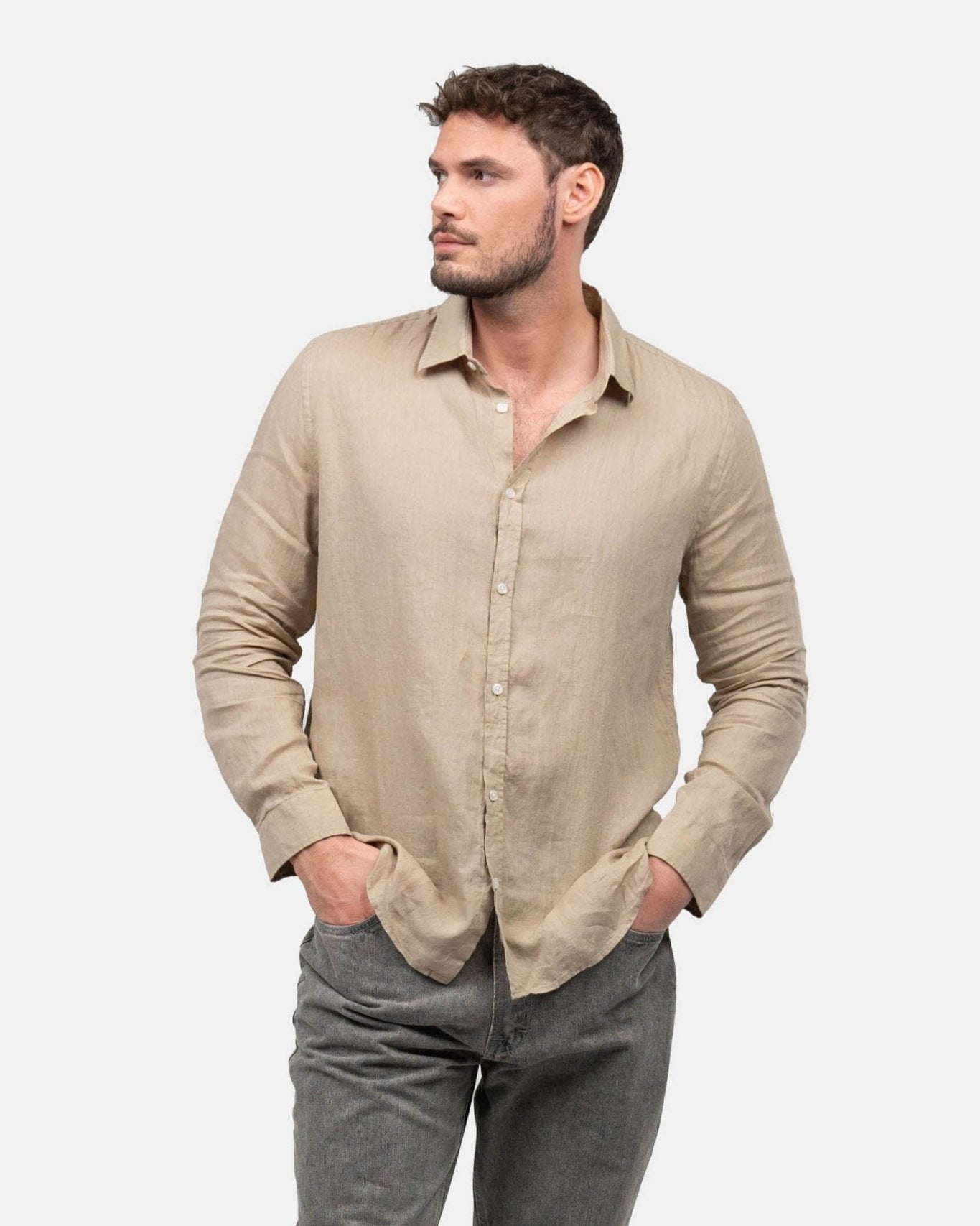 Langærmet Hørskjorte Mokka | Skagen - clothing.dk