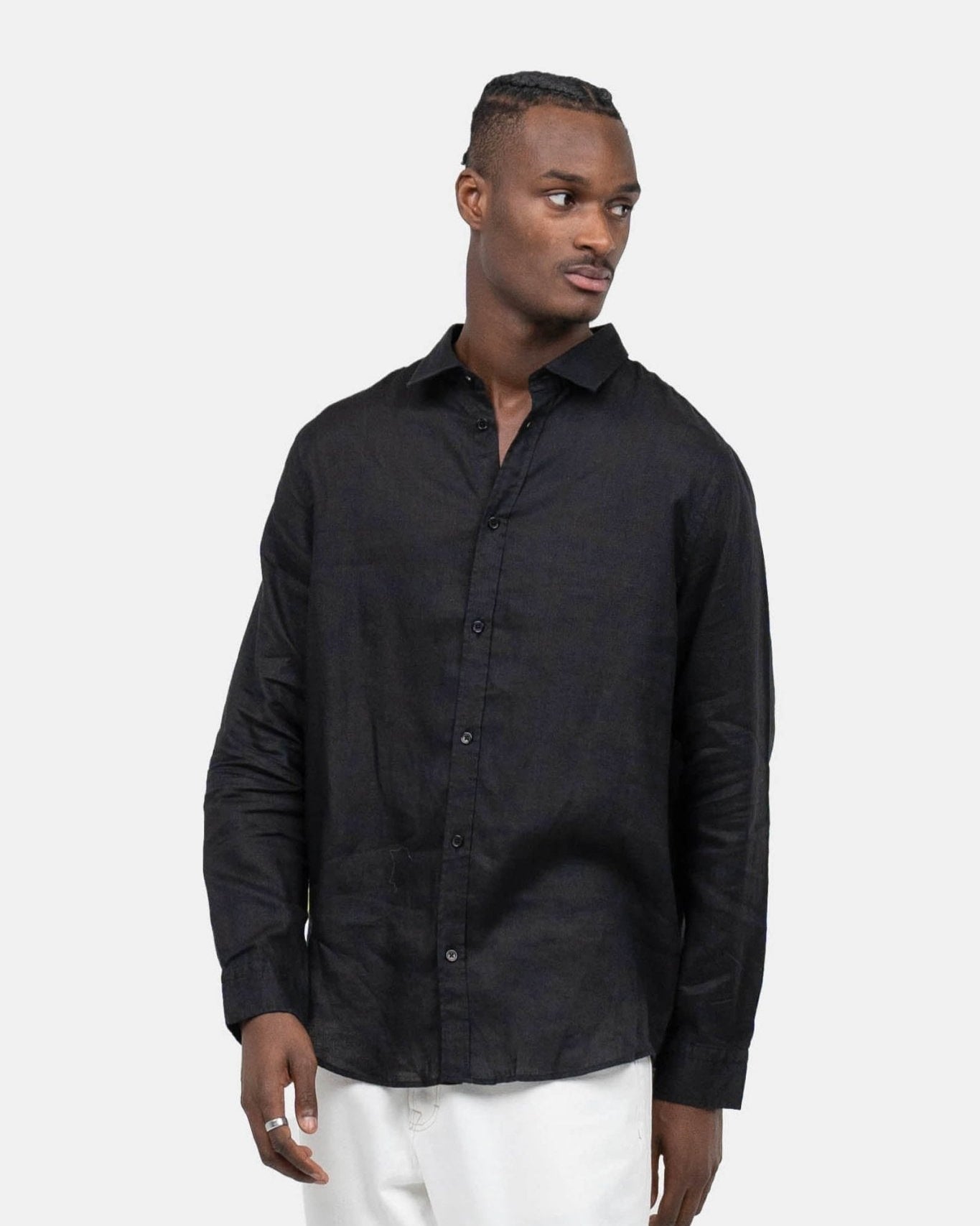 Langærmet Hørskjorte Sort | Skagen - clothing.dk